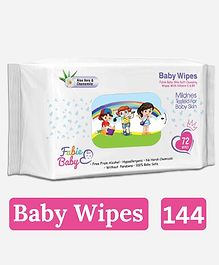 Fabie Baby Wipes for New Born Baby with Vitamin E & B5, Without Lid, Pack of 2