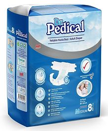 Dr Pedical Imported Adult Diaper Medium Size for Women and Men, 24-48 Hours Protection, 80-120 Cm (31''-47''), 8 Pcs