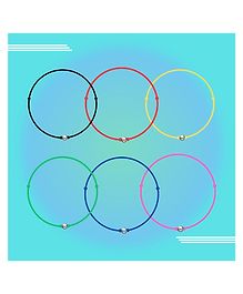 Darshraj Jewels 925 Sterling Silver Ball Handmade Nazariya Anklet |Thread Nazariya Anklet  | 6 - Piece Thread Combo - Multi color