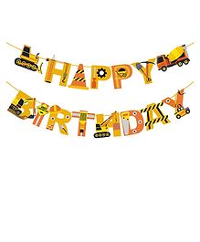 Zyozi Construction Theme Birthday Party Banner Birthday Truck Decorations Yellow Black