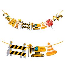 Zyozi Construction Theme Birthday Party Character Banner Birthday Truck Decorations