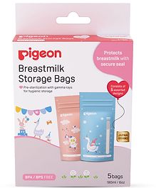 Pigeon Breast Milk Character Printed Storage Bags Pack of 5 - 180 ml