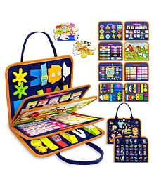 KolorFish Busy Board Montessori for 1 2 3  Year Old Boy & Girl Birthday Gifts, Sensory Educational Travel Toys, Toddler Activities for Learning Fine Motor Skills (Jungle Blue)