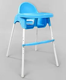 Babyhug Grace 2 in 1 Dining Chair With 2 Point Safety Harness & Anti Slip Footrest - Blue
