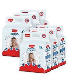 Luv Lap Disposable Baby Underpad cum Changing Mats Pack of 6 - White