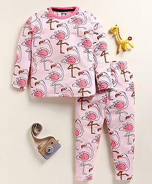 Little Marine Cotton Kint Full Sleeves Duck Printed Night Suit - Pink Sandy Rose