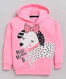 Little Marine Kint Fleece Full Sleeves Animal Printed Hooded Sweatshirt - Pink