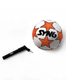 SYN6 Star Print Rubber Foot Ball With Air Pump - Orange