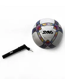 SYN6 Hand Stitched Foot Ball With Air Pump - White Blue