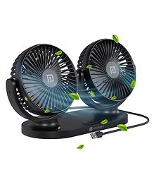 Portronics TwinCool Dual Head Portable USB Powered Fan With 360° Rotatable Head, 3 Speed Control, Ultra Silent Operation, Brushless Motor, Suitable For 12/24V Car,SUV,Bus,Desk,Home Fan(Black) POR-2679