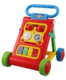 JoyRide Baby Activity Walker, Foldable Musical Push Walker for Babies with Recreational Toy Bar 6 to 18 Months, RED