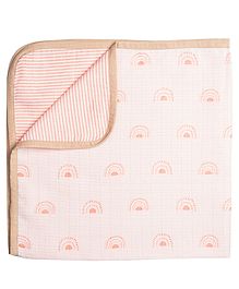Masilo Organic Cotton Muslin Blanket For Infant/Baby's Nursery 68 x 68 cm, Lightweight & Comfortable, 0 to 2 Years- Rainbow - Pink
