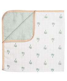 Masilo Organic Cotton Muslin Blanket For Infant/Baby's Nursery 68 x 68 cm, Lightweight & Comfortable, 0 to 2 Years- Palm - Green
