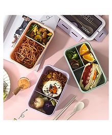 COZY VIBES 1100ML Lunch Box Cuteness Anti fouling 2 compartments for Office for School-PACK OF 1-COLOR MAY VARY