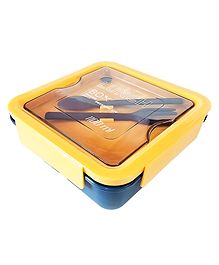 COZY VIBES Lunch Box with Spoon and Fork 1100 ml Square Container Airtight Leakproof Unbreakable Storage Container, Portable-PACK OF 1-COLOR MAY VARY