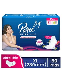 Paree Ultra Thinz Soft & Rash Free Double Feathers XL Tri-Fold Sanitary Pads for women, With Disposable Covers, 50 Pads