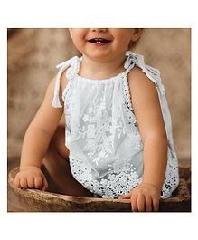 Babymoon Cotton Spaghetti Embroidery Frock Dress Baby Photography Props - White