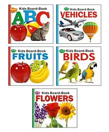 Sawan Board Books Alphabets Fruits Birds Flowers Set of 5 - English