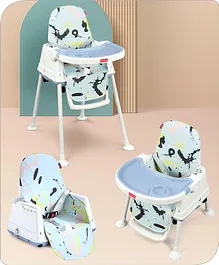 Babyhug 3 in 1 Comfy High Chair -
                        Turquoise| High Chair, Feeding Chair &
                        Booster Chair| Adjustable Double Food Tray|
                        Removable PU Leather Seat| Safety Harness|
                        Removable Footrest