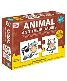 Braino Kids Animal & Their Babies Jigsaw Puzzle Multi Color - 24 Pieces