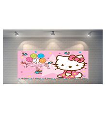 Decor Mantra Hello Kitty Theme Flex for Theme Birthday Background Backdrop Banner Decoration Items - Multi Color - Pack of 1