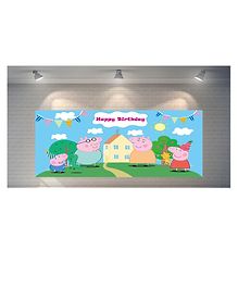 Decor Mantra Pepa Pig Theme Flex for Theme Birthday Background Backdrop Banner Decoration Items - Multi Color - Pack of 1