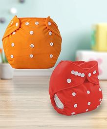 Sparkle Joy Free Size Reusable Cloth Diaper Without Insert Pack Of 2 - Orange & Red