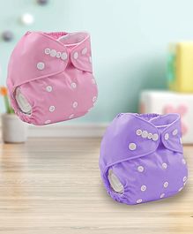 Sparkle Joy Free Size Reusable Cloth Diaper Without Insert Pack Of 2 - Pink & Purple