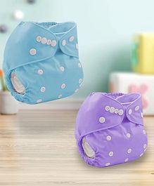 Sparkle Joy Free Size Reusable Cloth Diaper Without Insert Pack Of 2 - Purple & Skyblue