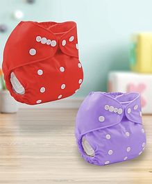 Sparkle Joy Free Size Reusable Cloth Diaper Without Insert Pack Of 2 - Purple & Red