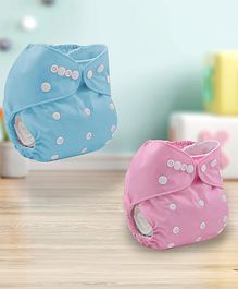 Sparkle Joy Free Size Reusable Cloth Diaper Without Insert Pack Of 2 - Pink & Sky-blue