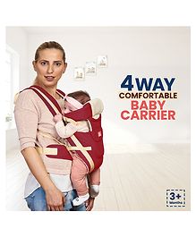 Infantso 4-Way Ergonomic Baby Carrier: Comfortable, Breathable, & Adjustable for 03-24 Months ( Wine Red)