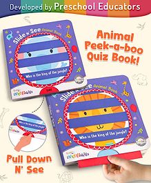 Intelliskills Interactive Slide N' See Animal Peek-a-Boo Book | Animal Recognition | Fine Motor & Sensory Development | Multicoloured | For Gifting | BIS Certified | Educator Recommended - English