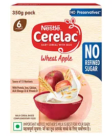 Nestle CERELAC Wheat Apple Milk-Enriched Baby Cereal Easy-Digest for 6-24 Months - 350 g