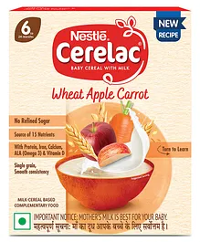Nestle Cerelac Fortified Baby Cereal with Milk, Wheat Apple Carrot, Vitamins & Minerals Easy-Digest for 6-24 Months - 300 g