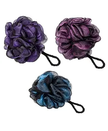 COZY VIBES Shower Bath Sponge,Shower Loofahs Balls for Body Wash Bathroom Men Women- Mesh Puffs Sponges,Scrubber Exfoliating for Silky Skin,Full Cleanse-SET OF 3 -COLOR MAY VARY