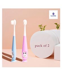 Luvlittle Baby Toothbrush I Supersoft Bristles & Suction Cup Base Tooth Brush for Kids/Babies/Toddlers - Pink & Blue (Pack of 2)