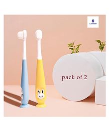 Luvlittle Baby Toothbrush I Supersoft Bristles & Suction Cup Base Tooth Brush for Kids/Babies/Toddlers - Blue & Yellow (Pack of 2)