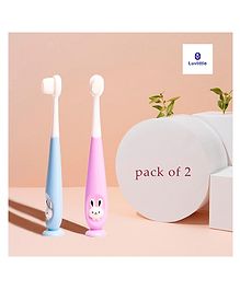 Luvlittle Baby Toothbrush I Supersoft Bristles & Suction Cup Base Tooth Brush for Kids/Babies/Toddlers - Blue & Purple (Pack of 2)