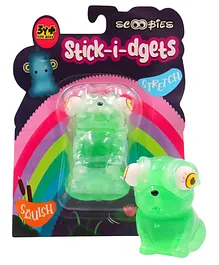 SCOOBIES Stick-i-dgets | Dog shape  | Glow in the Dark Squishy Toy - Green