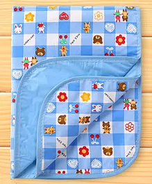 Baby Diaper Changing Waterproof Mat Happy Day Square Print With PVC Material -Blue