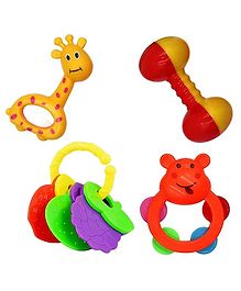 Sanjary 4 Pcs Baby First Rattle Set for New Borns Cute and Attractive Rattle for Babies Color Design May Vary