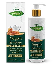 VI-JOHN Prakritik Yogurt & Honey Conditioner Helps to Restore Hair Moisture,100% Natural Bio Actives - 250ml