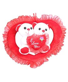 Tickles Couple Teddy Hanging with Heart Ring Soft Stuffed Plush Toy for Kids Boys & Girls Birthday Gifts (Color: Pink & White Size: 28 cm)