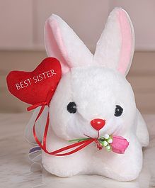 Tickles Rabbit with Best Sister Heart Soft Stuffed Plush Animal for Sister (Color:White & Red Size: 26 cm)