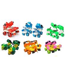 AKN TOYS Adjustable Inline Skating Shoes for Kids New Roller Skates for School Sports-PACK OF 1- COLRO MAY VARY