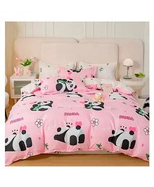 Famyo Kids' 85x95 In 4 Piece Super Soft Reversible Bedding set - Pink Panda Design