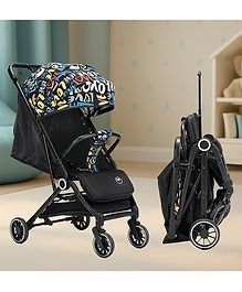 Tinyberg FeatherLite Baby Travel Cabin Stroller with Multi Recline, One Hand Fold, 5 Point Safety Harness & Foldable Canopy (0-5Y)-Rainbow Black