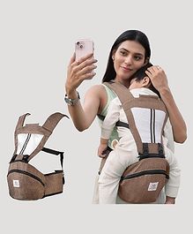 Tinyberg Cuddlehipsy Baby Carrier for 3-36 Months, 4-in-1 Ergonomic Hip Seat, Adjustable Straps, Soft Cushion, Large Storage & Phone Pocket, Up to 15kg - Earth Brown