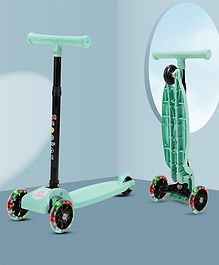 Tinyberg Vroom Vroom Kids Scooter with LED Flashing Wheels | Adjustable Handle Height | Foldable I Runner Scooter for Kids - Skyblue Breeze